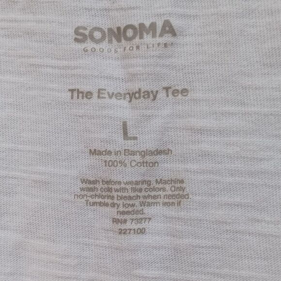 Sonoma White Long Sleeve Cotton  Tee - Picture 2 of 3